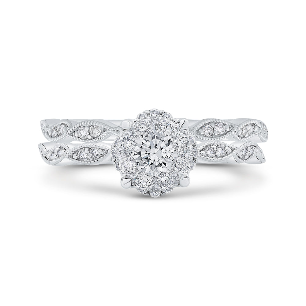 14K White Gold Round Diamond Engagement Ring