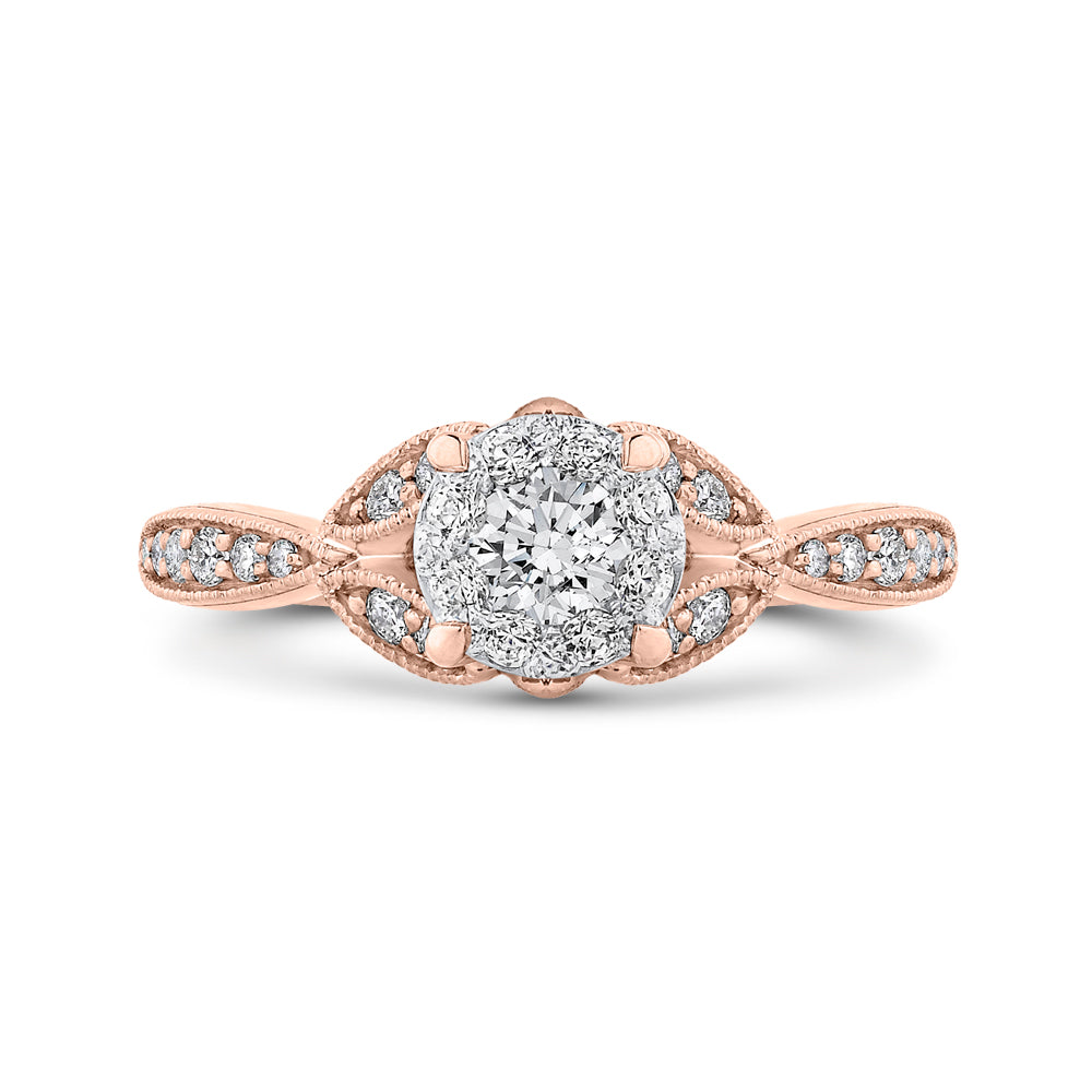 14K Two-Tone Gold Round Diamond Engagement Ring