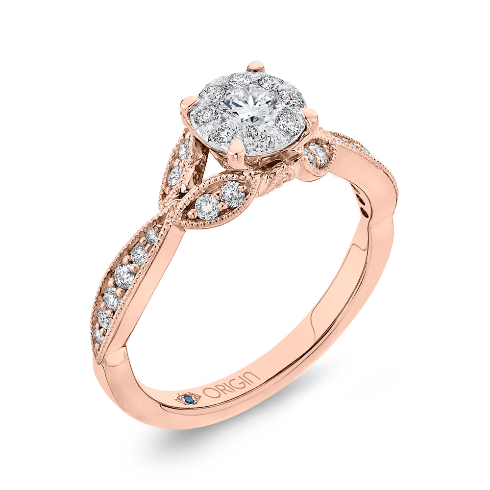 14K Two-Tone Gold Round Diamond Engagement Ring