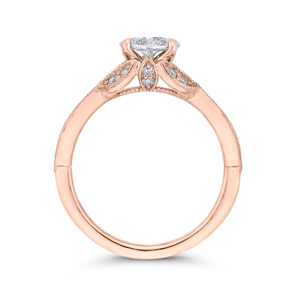 14K Two-Tone Gold Round Diamond Engagement Ring