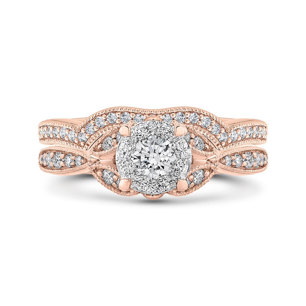 14K Two-Tone Gold Round Diamond Engagement Ring