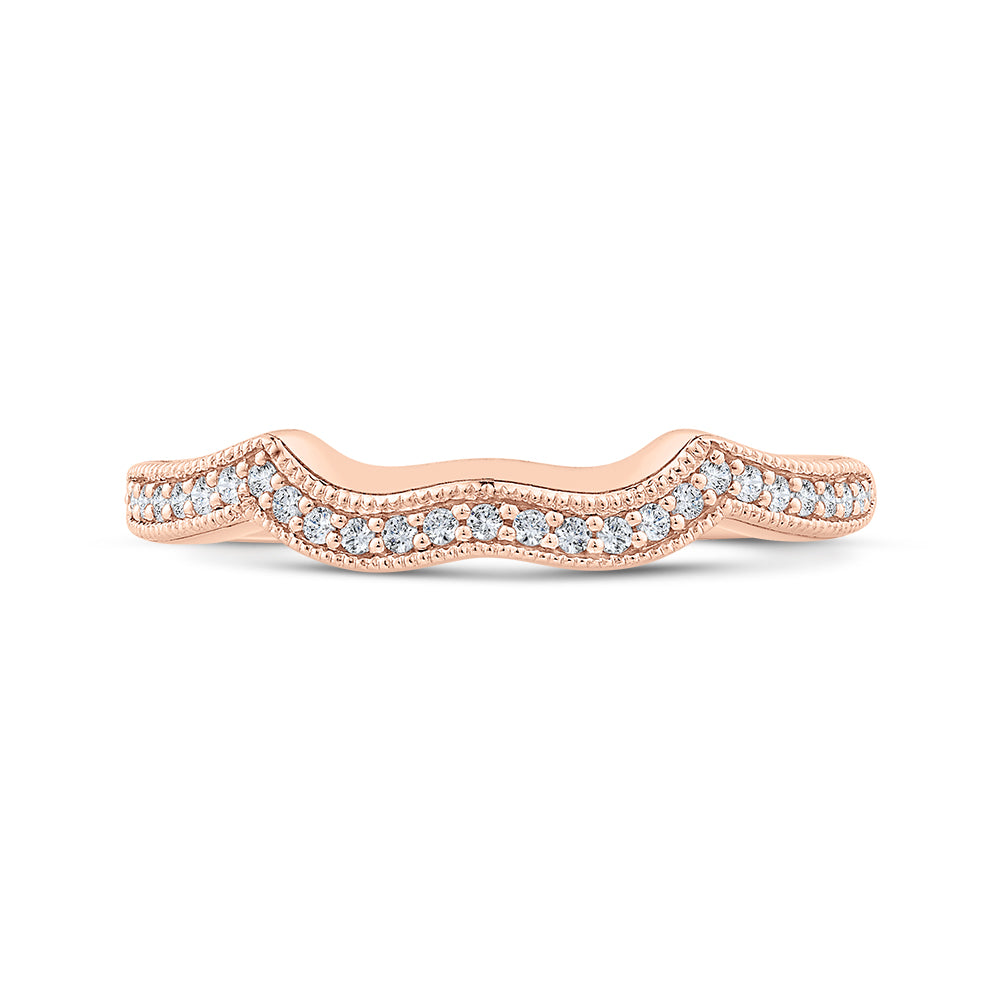 14K Rose Gold Round Half-Eternity Diamond Contour Wedding Band