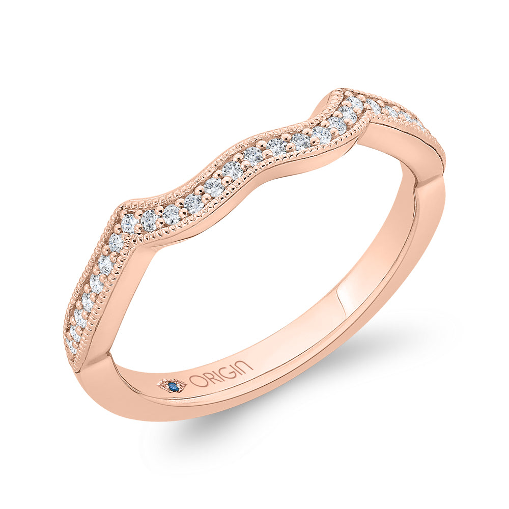 14K Rose Gold Round Half-Eternity Diamond Contour Wedding Band