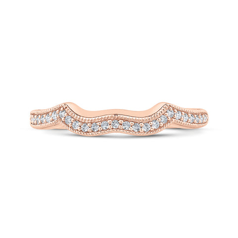 14K Rose Gold Round Half-Eternity Diamond Contour Wedding Band