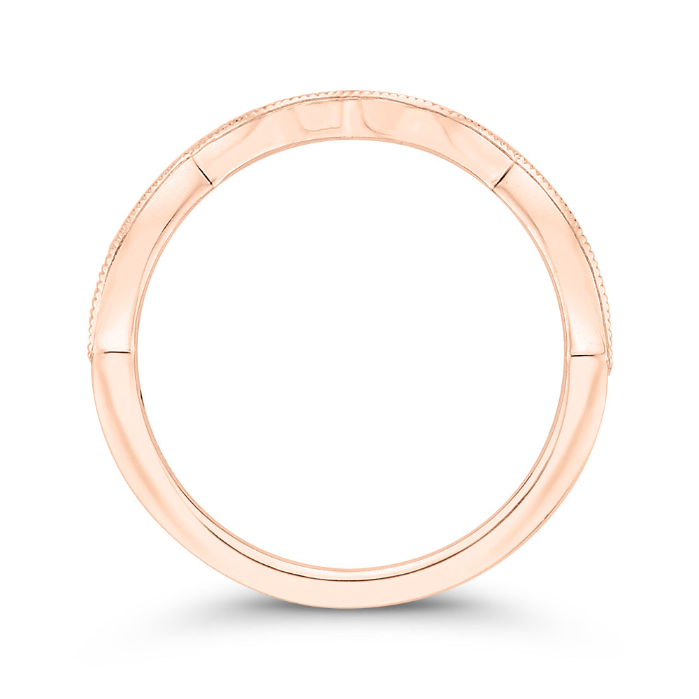14K Rose Gold Round Half-Eternity Diamond Contour Wedding Band