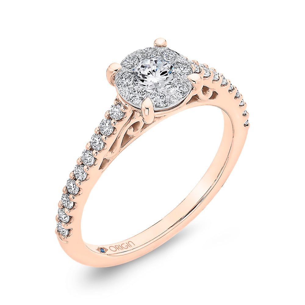 14K Two-Tone Gold Round Diamond Engagement Ring