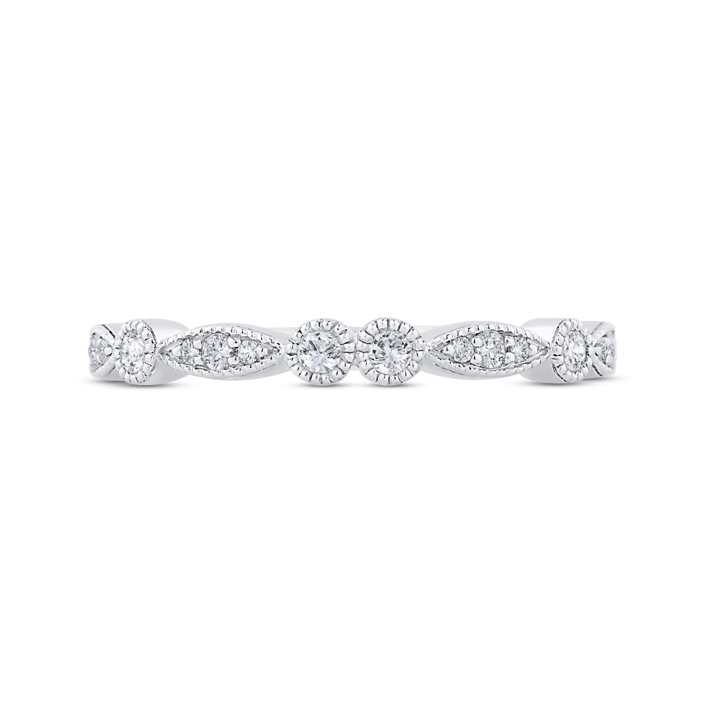 14K White Gold Round Diamond Half-Eternity Wedding Band