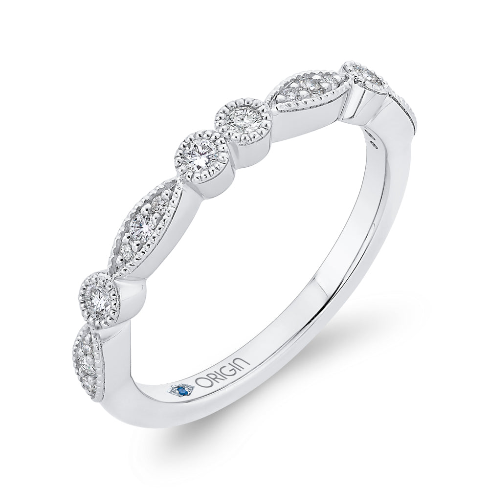 14K White Gold Round Diamond Half-Eternity Wedding Band