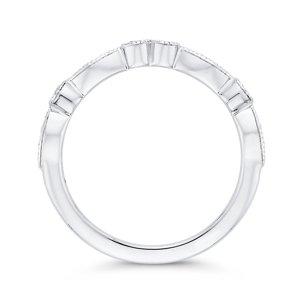 14K White Gold Round Diamond Half-Eternity Wedding Band