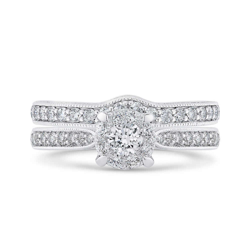Round Cut Diamond Engagement Ring In 14K White Gold