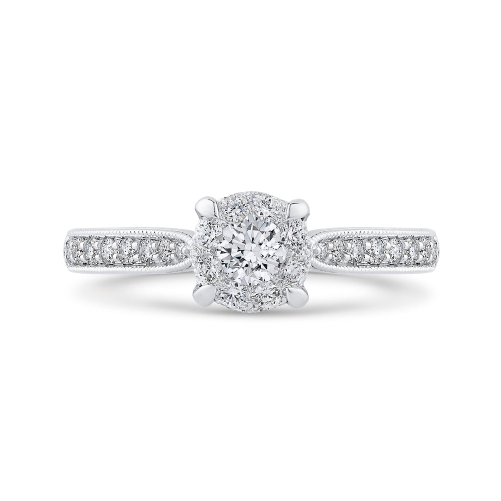 Round Cut Diamond Engagement Ring In 14K White Gold