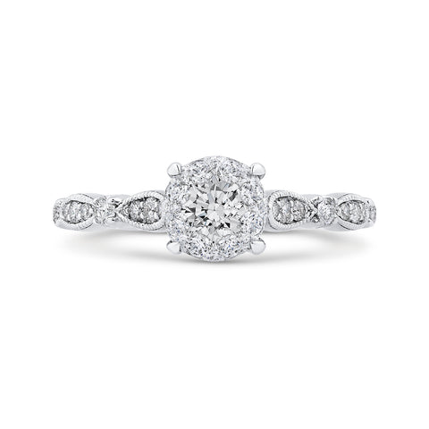 Round Cut Diamond Engagement Ring In 14K White Gold
