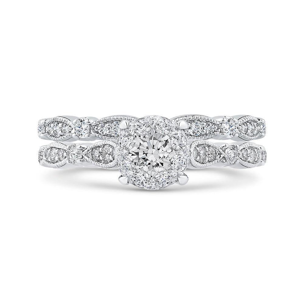 Round Cut Diamond Engagement Ring In 14K White Gold