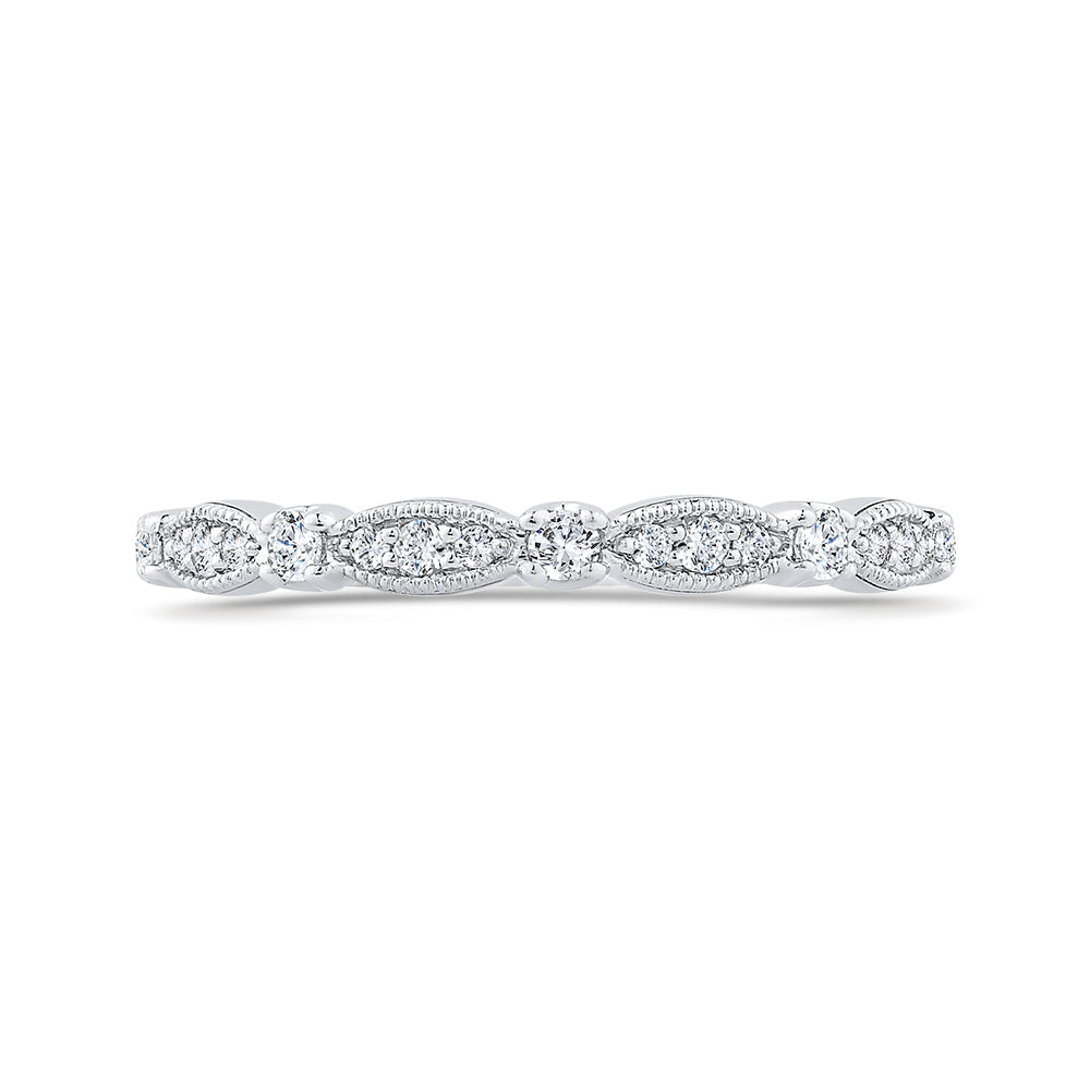 Round Diamond Half-Eternity Wedding Band In 14K White Gold