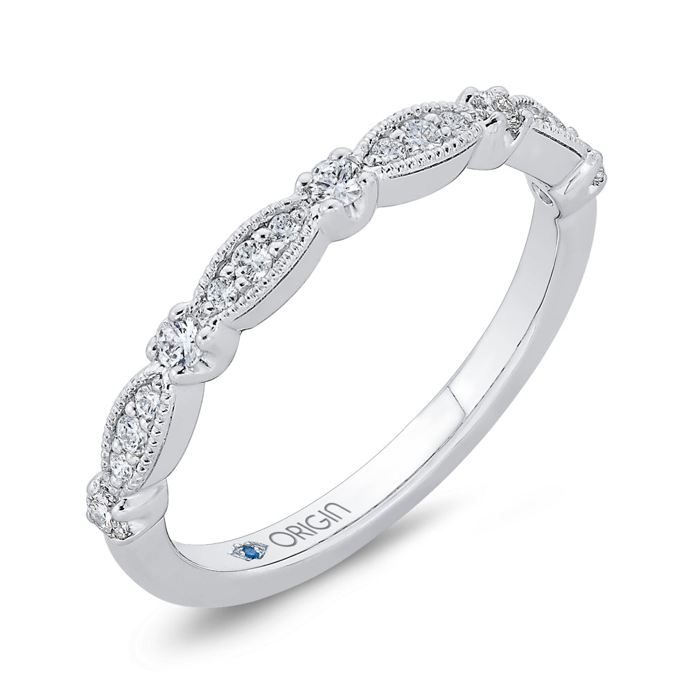 Round Diamond Half-Eternity Wedding Band In 14K White Gold