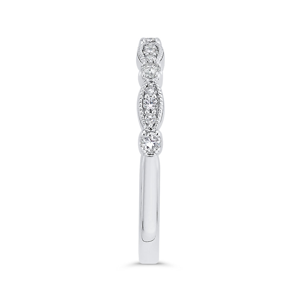 Round Diamond Half-Eternity Wedding Band In 14K White Gold