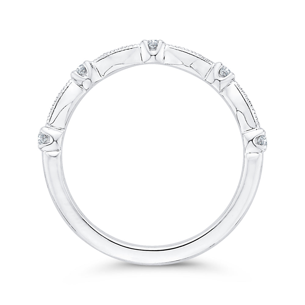 Round Diamond Half-Eternity Wedding Band In 14K White Gold
