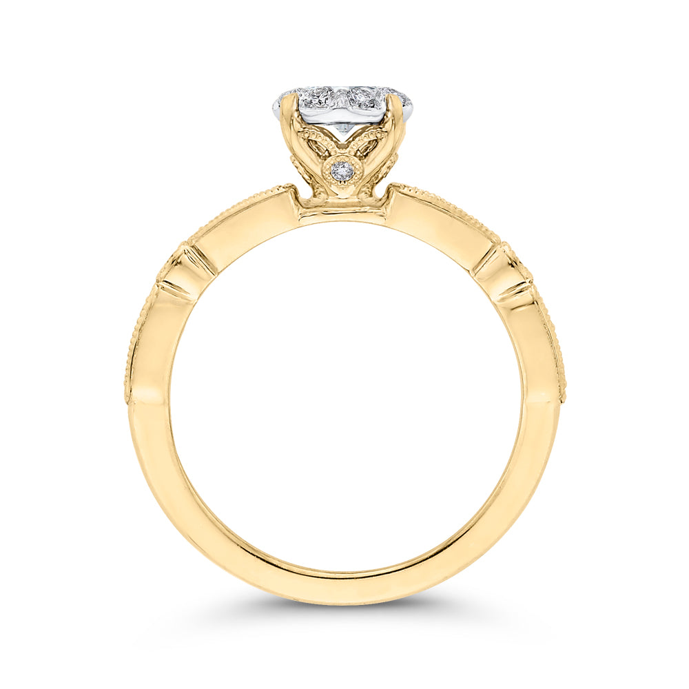 Round Cut Diamond Engagement Ring In 14K Two-Tone Gold