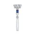 14K White Gold Round Diamond Engagement Ring with Baguette Blue Sapphire