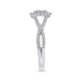 14K White Gold Round Diamond Halo Engagement Ring with Split Shank