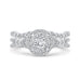 14K White Gold Round Diamond Halo Engagement Ring with Split Shank
