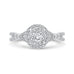 14K White Gold Round Diamond Halo Engagement Ring with Split Shank