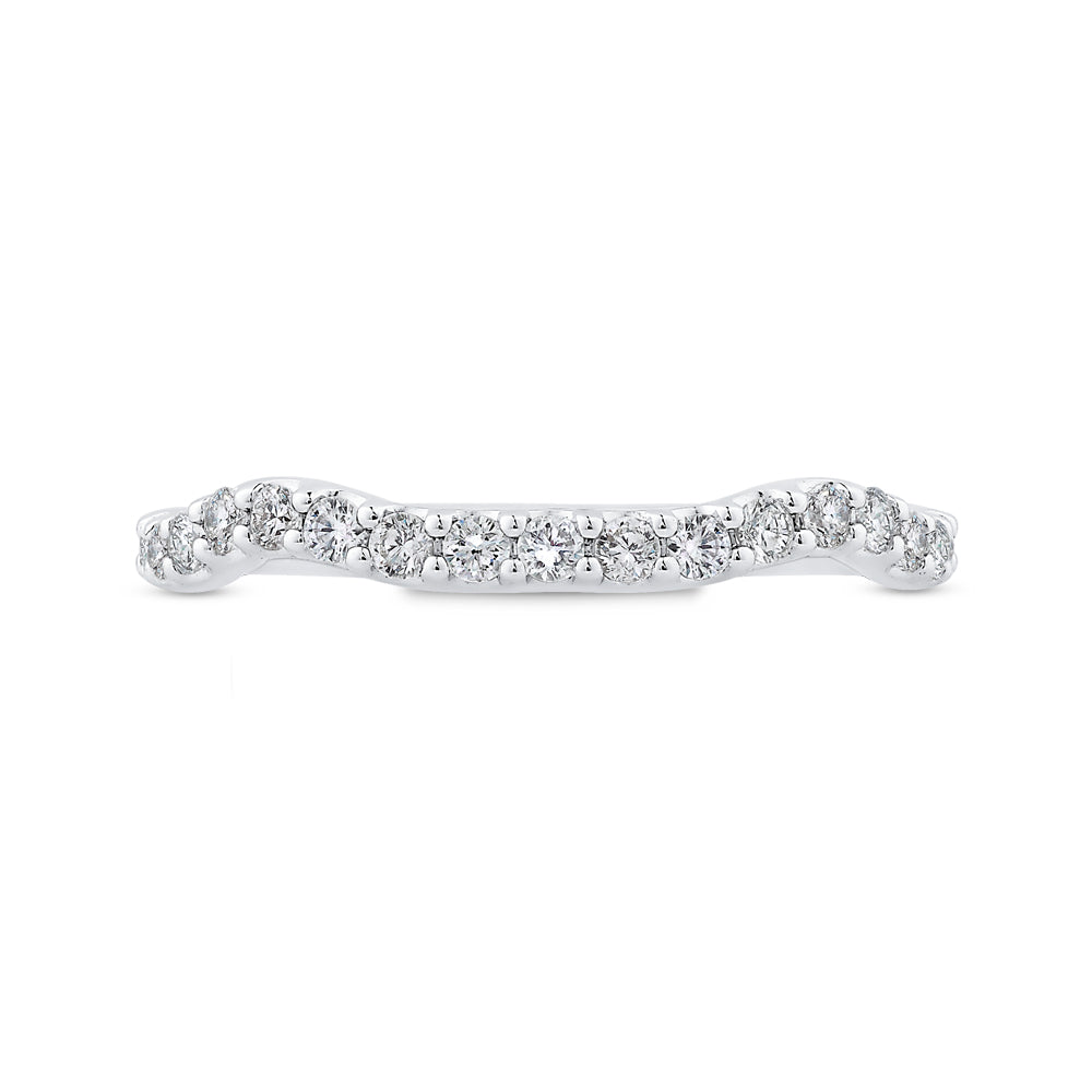 14K White Gold Round Diamond Contour Half-Eternity Wedding Band