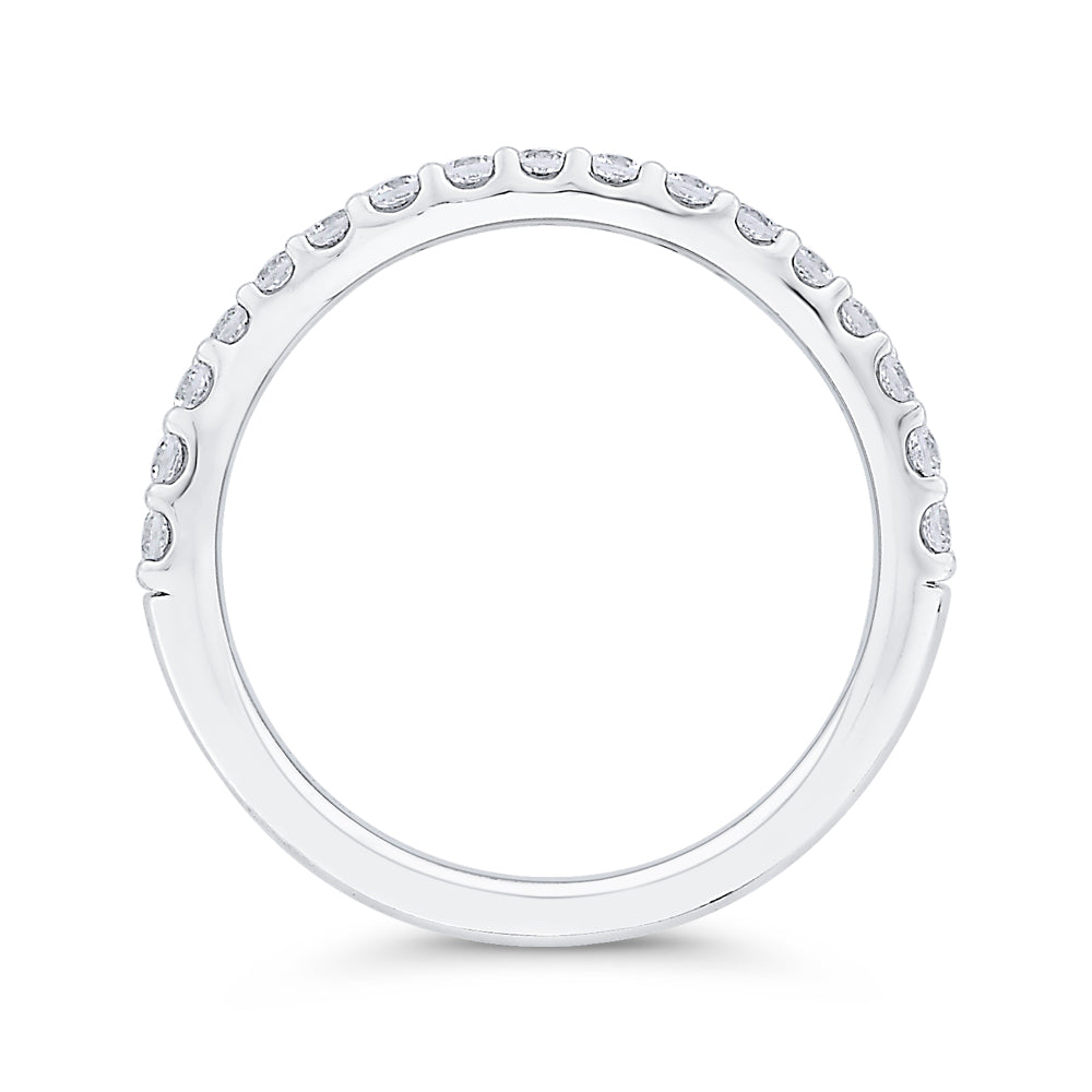 14K White Gold Round Diamond Contour Half-Eternity Wedding Band