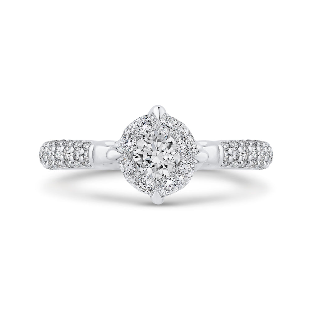 14K White Gold Round Diamond Engagement Ring