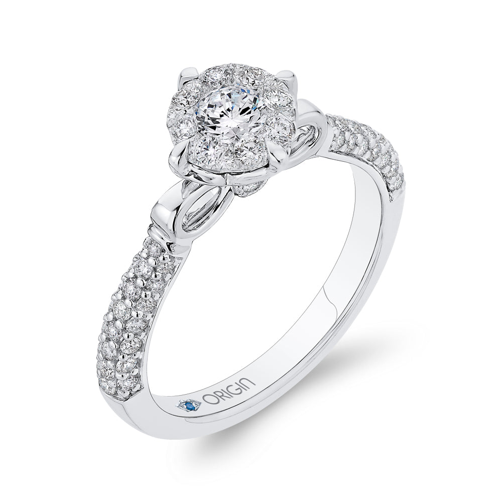 14K White Gold Round Diamond Engagement Ring