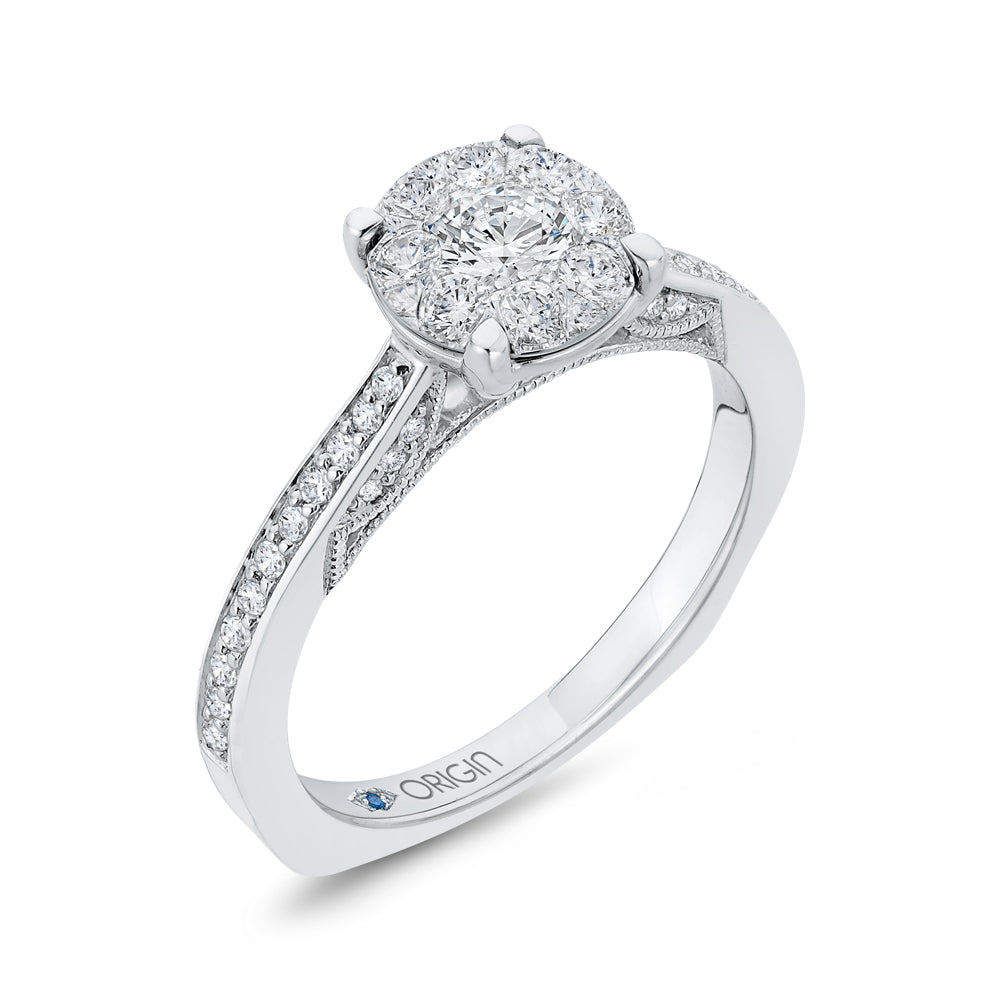 14K White Gold Round Cut Diamond Engagement Ring