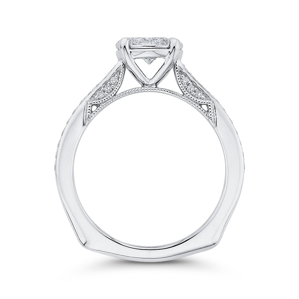 14K White Gold Round Cut Diamond Engagement Ring