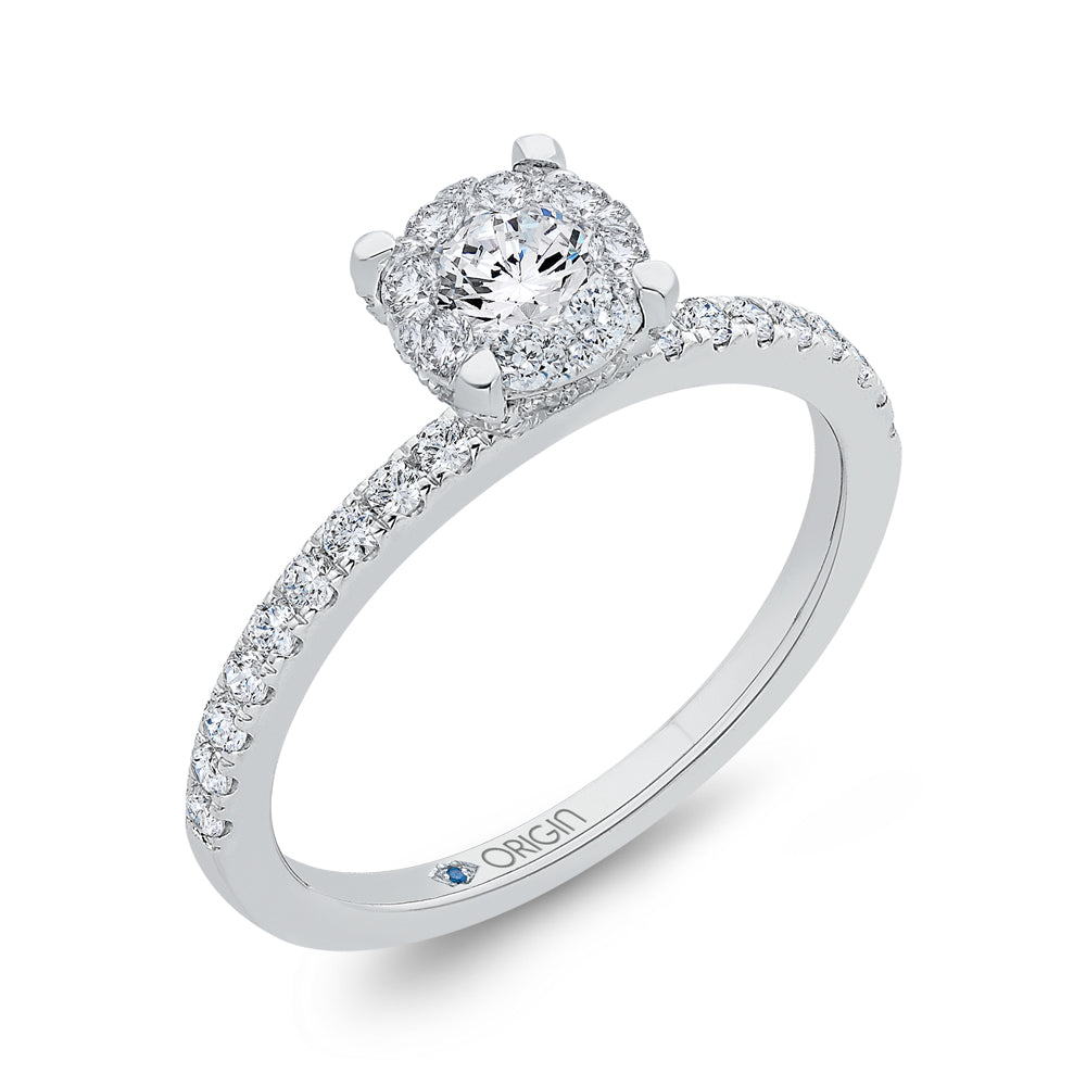 14K White Gold Round Cut Diamond Engagement Ring
