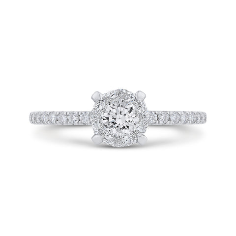 14K White Gold Round Cut Diamond Engagement Ring