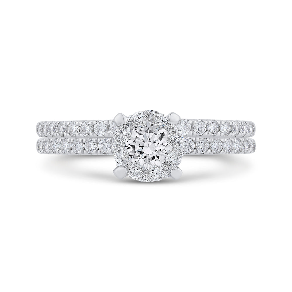 14K White Gold Round Cut Diamond Engagement Ring