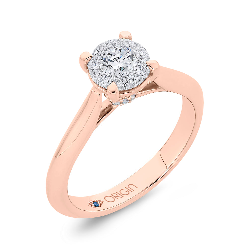14K Two-Tone Gold Round Diamond Engagement Ring