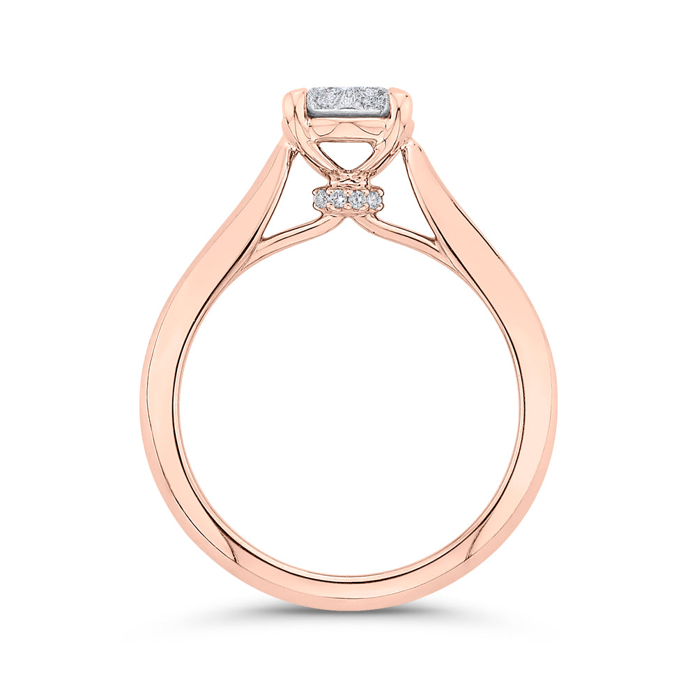 14K Two-Tone Gold Round Diamond Engagement Ring