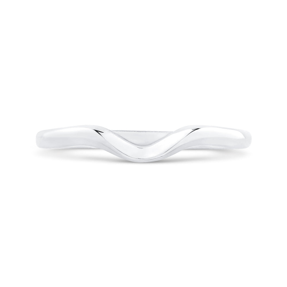 14K White Gold Plain Contour Wedding Band