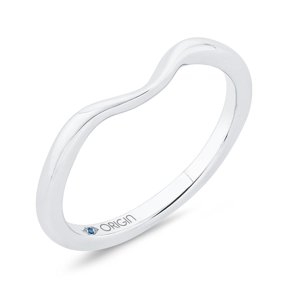 14K White Gold Plain Contour Wedding Band
