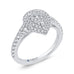 14K White Gold Round Diamond Pear Shape Double Halo Engagement Ring with Split Shank