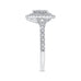 14K White Gold Round Diamond Pear Shape Double Halo Engagement Ring with Split Shank