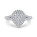 14K White Gold Round Diamond Pear Shape Double Halo Engagement Ring with Split Shank