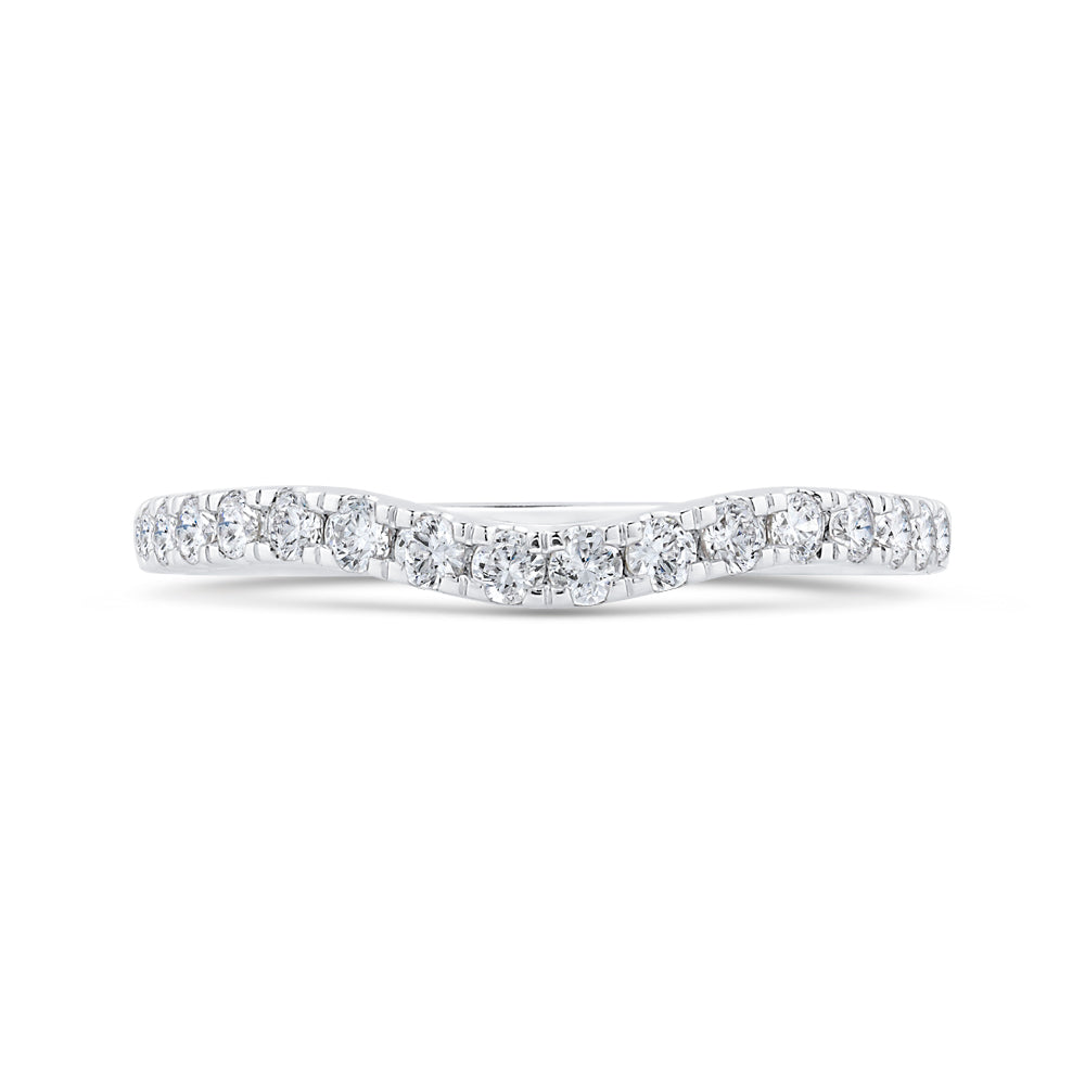 14K White Gold Round Diamond Half-Eternity Contour Wedding Band