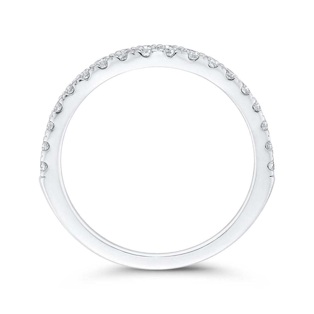 14K White Gold Round Diamond Half-Eternity Contour Wedding Band