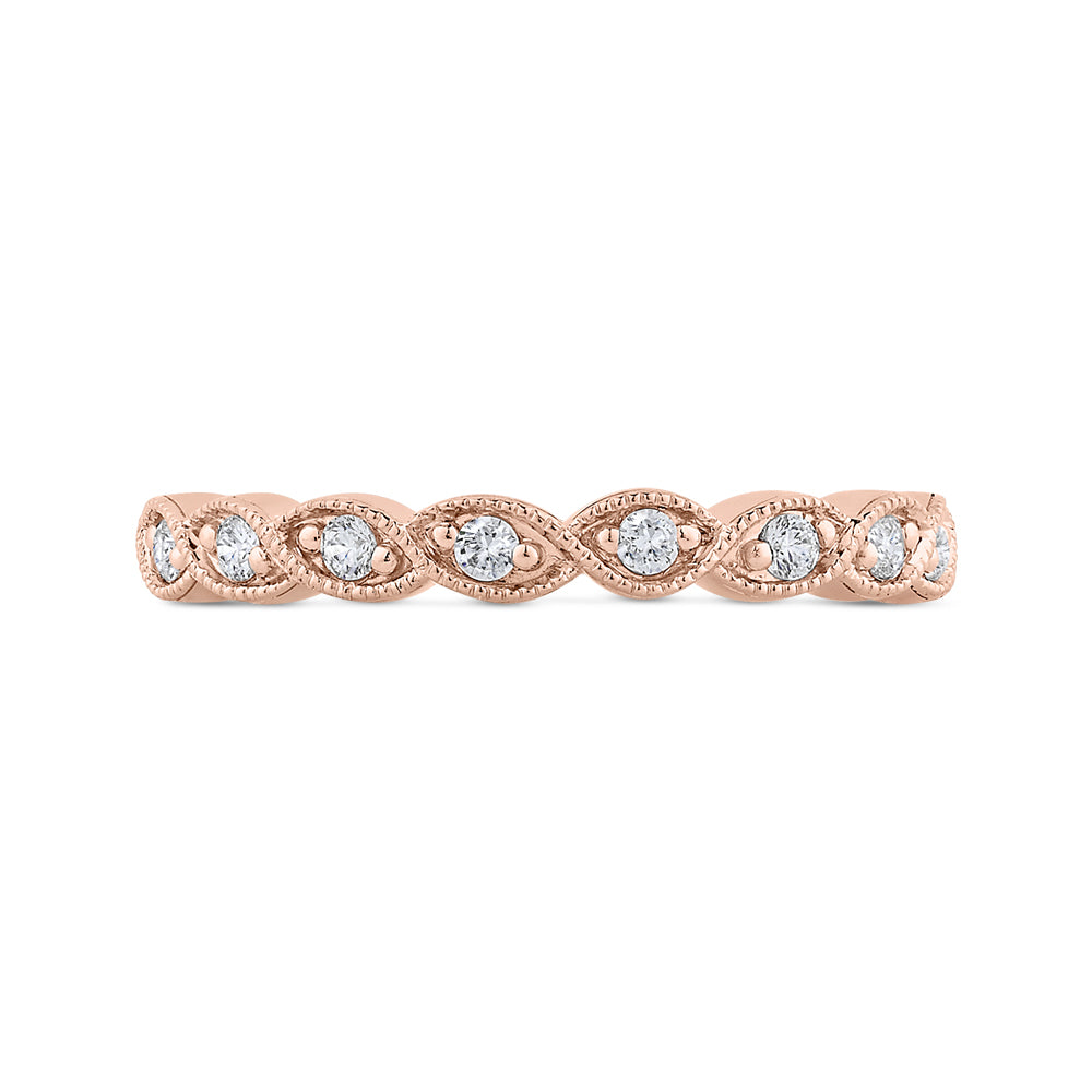 14K Rose Gold Round Diamond Half-Eternity Wedding Band