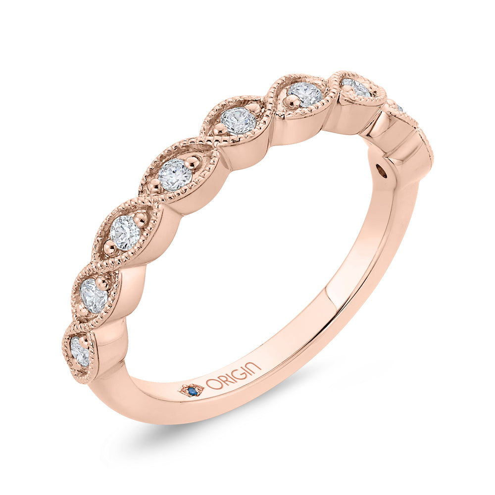14K Rose Gold Round Diamond Half-Eternity Wedding Band