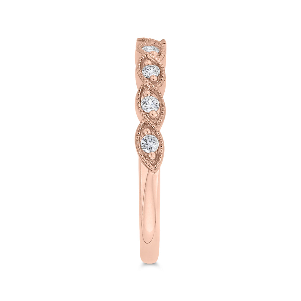 14K Rose Gold Round Diamond Half-Eternity Wedding Band