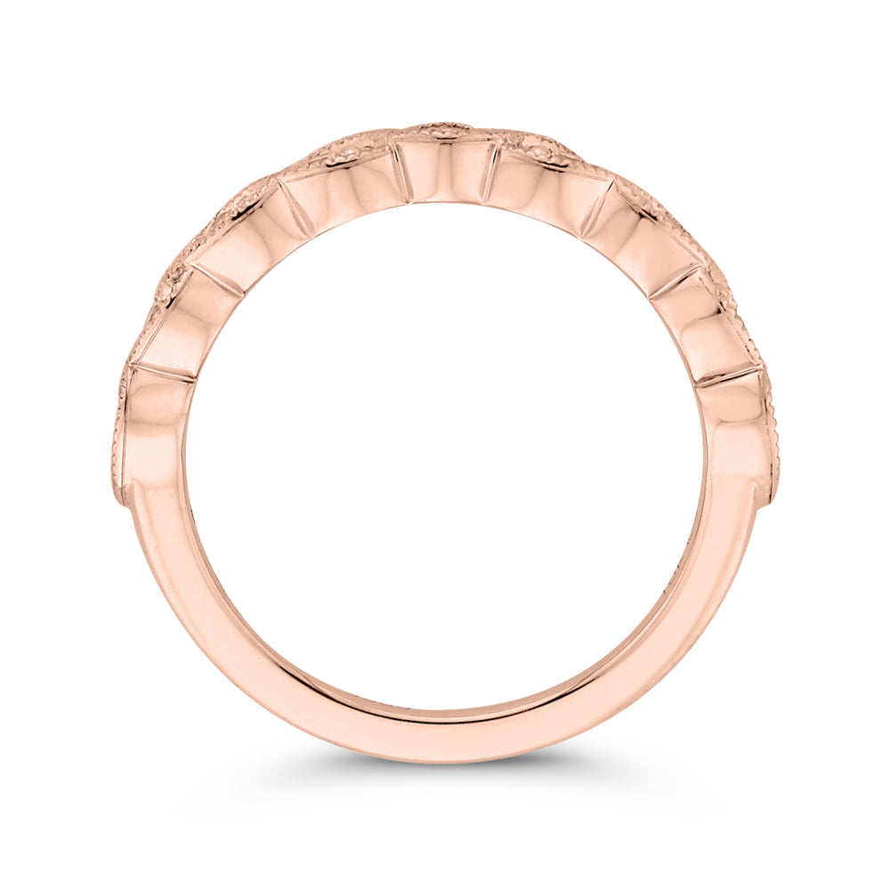 14K Rose Gold Round Diamond Half-Eternity Wedding Band