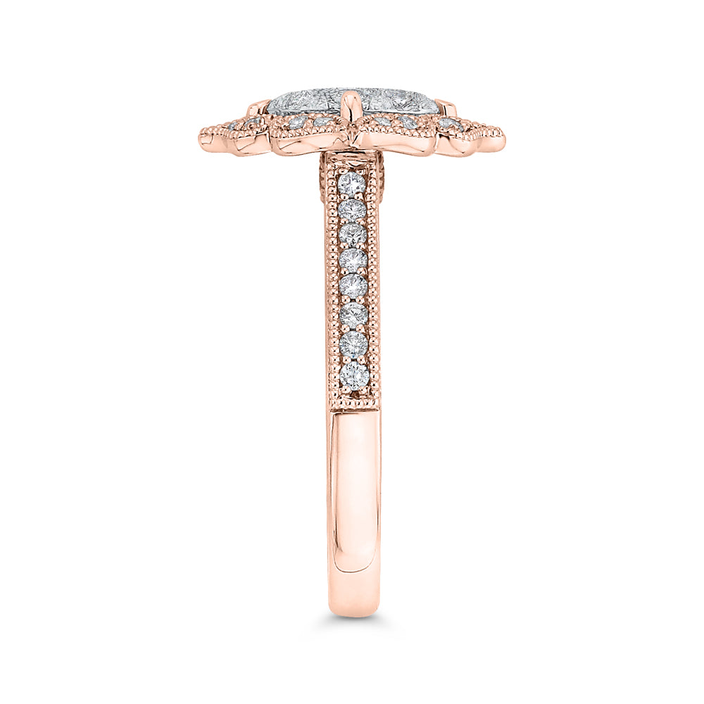 14K Two-Tone Gold Round Cut Diamond Engagement Ring