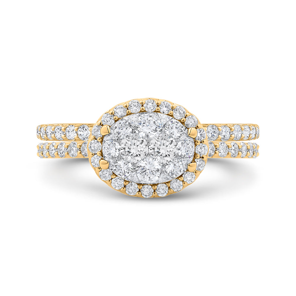 14K Two-Tone Gold Round Diamond Halo Engagement Ring